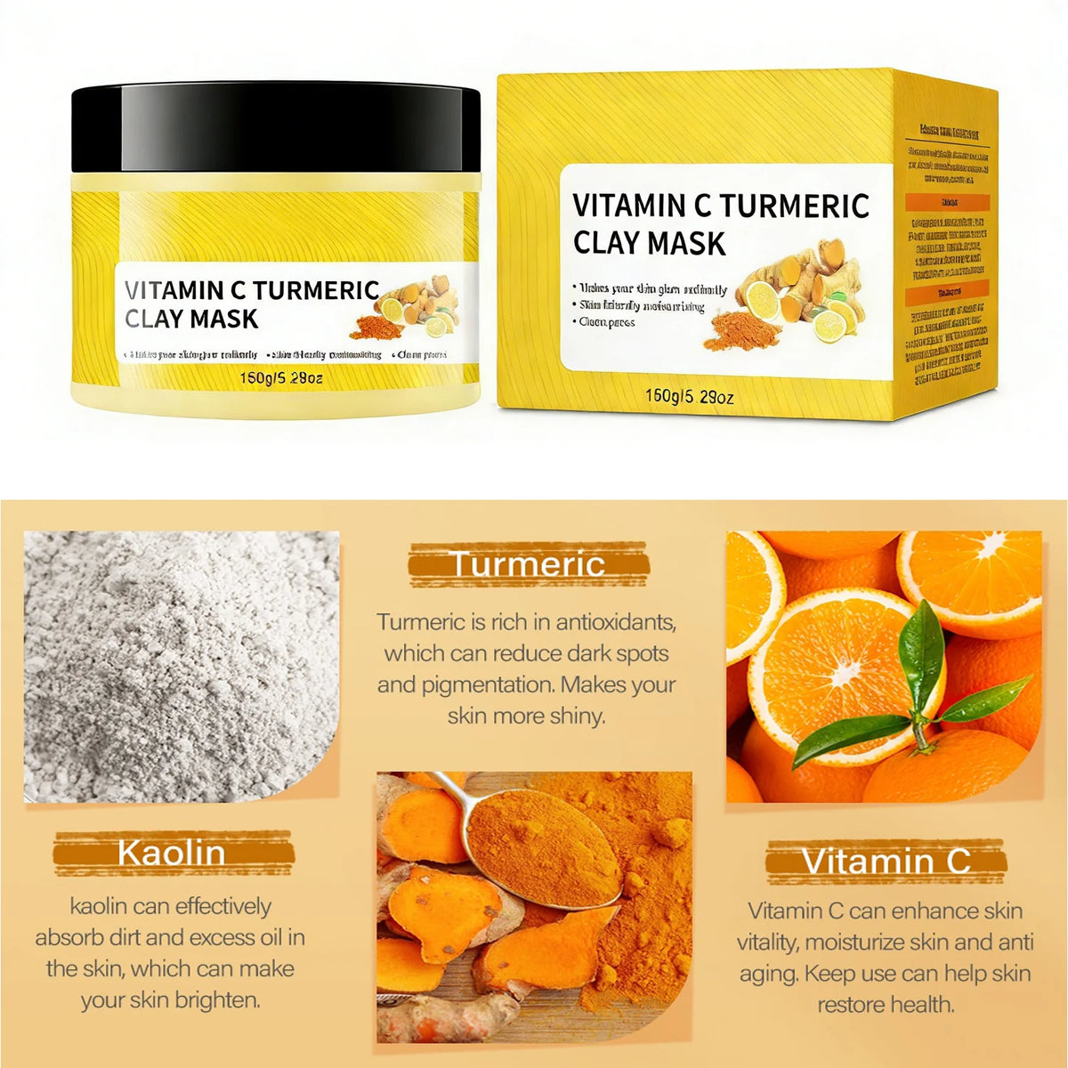 Turmeric clay mask – 5.29 oz jar