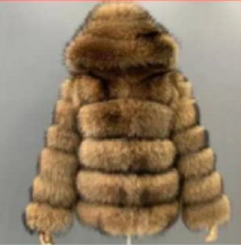 Punk Fake Raccoon Fur Jacket Women Autumn Winter Faux Fur Fox Coats Short Coat Jackets Furry Outerwear Work Thick Warm Coats