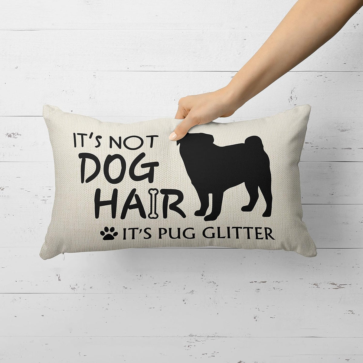 Pug Gifts for Pug Lovers, 12 X 20 Pillow Cover, Pug Gifts, Reserved for the Dog, Pug Decor, Pug Stuff - It'S Not Dog Hair It'S Pug Glitter