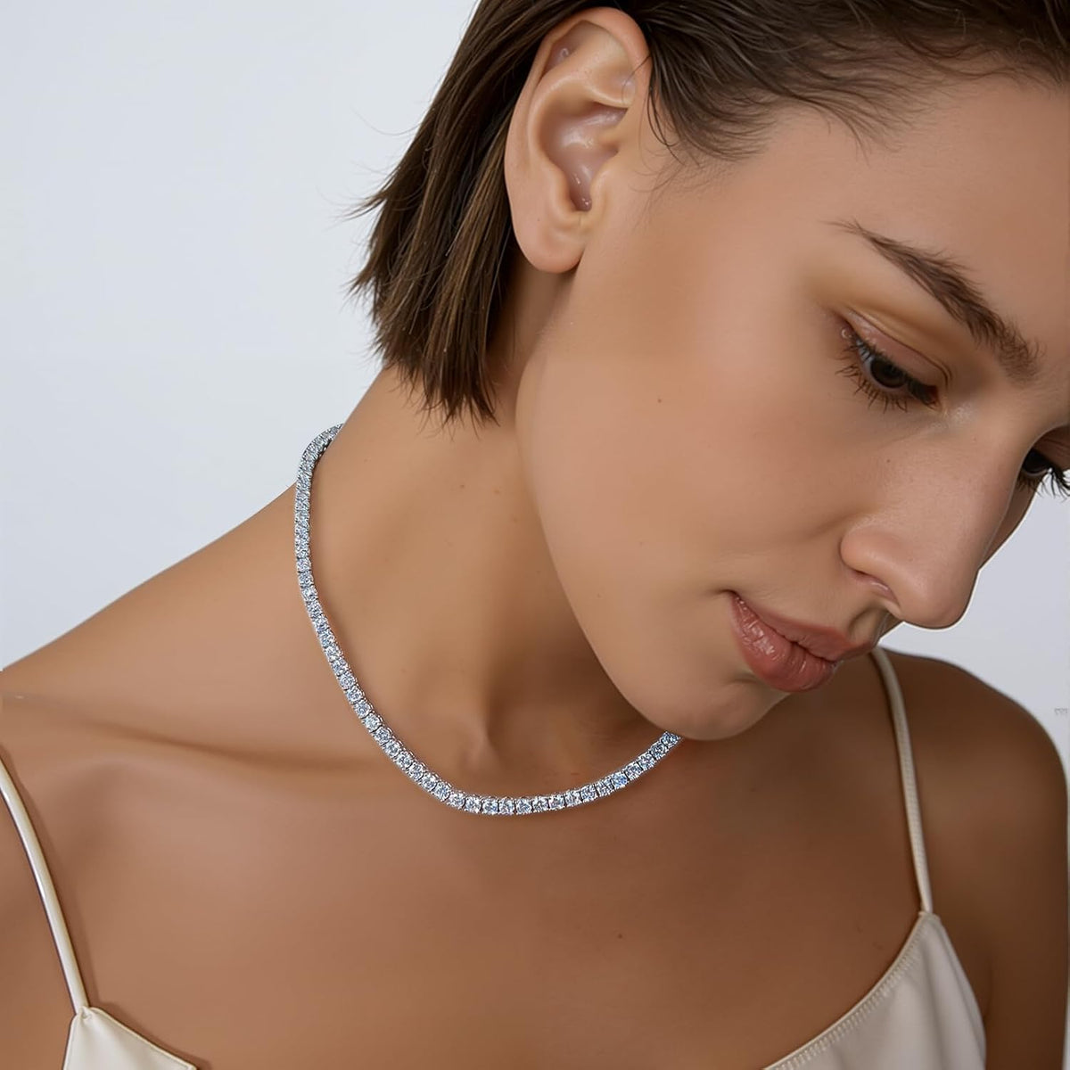 4.0Mm Cubic Zirconia Tennis Necklaces for Women and Men |16-24 Inch